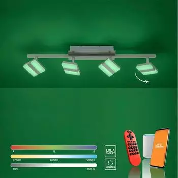 Светодиодный потолочный светильник JUST LIGHT LOLAsmart SABI с функцией изменения цвета RGB (RGB), поворотные головки точечных светильников. Жилая зона, например, гостиная, спальня, столовая, прихожая, кабинет и кабинет 12084-55, 12086-55