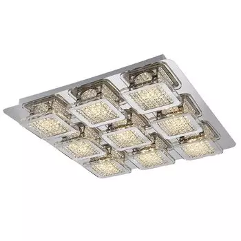 Светодиодный потолочный светильник, кристаллы, квадратный, L 40 см Globo Lighting, серебро