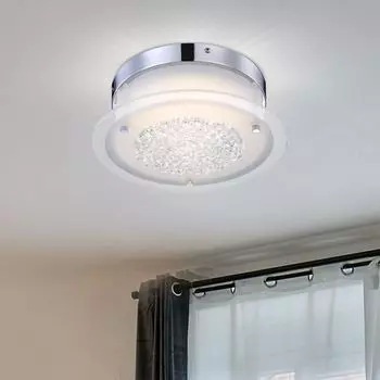 Светодиодный потолочный светильник, кристаллы, сатинированное стекло, 28 см etc-shop, серебро