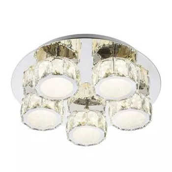 Светодиодный потолочный светильник, металл, хром, с регулировкой яркости, кристаллы etc-shop, белый