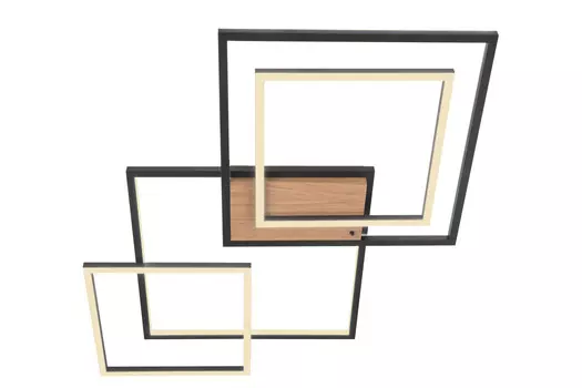 Светодиодный потолочный светильник Novel, 67x58x6 см, цвет черный/орех