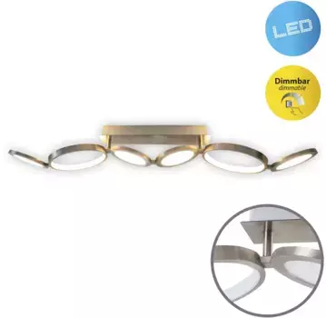 Светодиодный потолочный светильник nve "Stelari", 1 лампочка, 3 уровня яркости с помощью настенного выключателя, вид диска, светодиод теплого белого цвета, длина: 100 см Высота: 14,00 см., цвет silberfarben