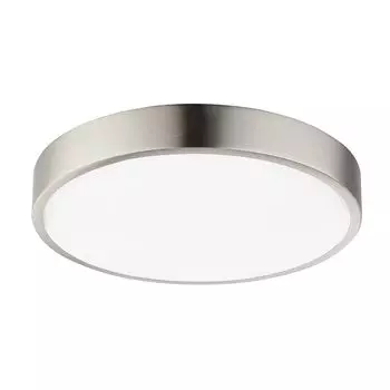 Светодиодный потолочный светильник, опаловый никель, с регулировкой яркости, нейтральный белый, D 22см Globo Lighting, серебро