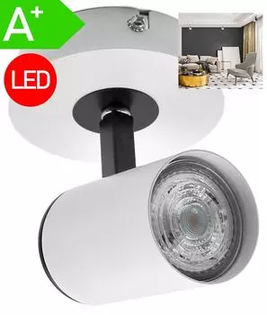 Светодиодный потолочный светильник потолочный прожектор точечный светильник накладной светильник потолочный светильник накладной светильник даунлайт поворотный 1 лампочка белый с цоколем GU10 Stephans Mbelbrse