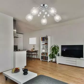 Светодиодный потолочный светильник с хромированной сеткой и акриловыми кристаллами etc-shop, серебро