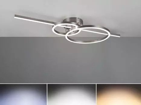 Светодиодный потолочный светильник с регулируемой яркостью серебристого цвета с кольцами дистанционного управления ночником 25 и 40 см TRIO