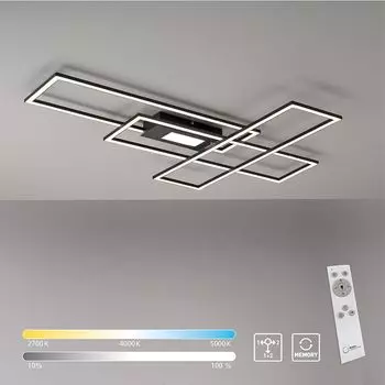 Светодиодный потолочный светильник Selltec MINCIO, изменение цвета CCT, с регулировкой яркости, пульт дистанционного управления, черный для гостиной, спальни, прихожей 7510018, 7510055