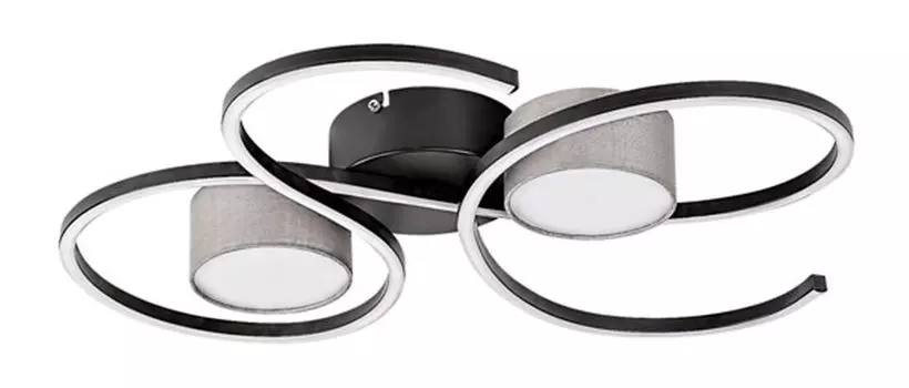 Светодиодный потолочный светильник SHIENA металл матовый черный текстиль/пластик серый 38Вт 4000К Д:60см Ш:54см В:10см Rabalux