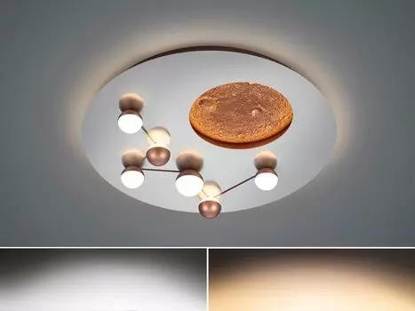 Светодиодный потолочный светильник, современный, с регулируемой яркостью, непрямого освещения, мотив серебряной луны, 50 см TRIO