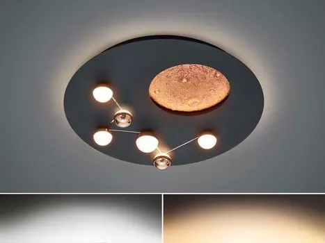 Светодиодный потолочный светильник, современный, с регулируемой яркостью, непрямого освещения, мотив черной луны, 50 см TRIO