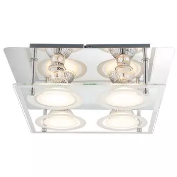 Светодиодный потолочный светильник, стекло, хром, 4 лампочки, GU10, L 26 см Globo Lighting, серебро