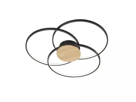 Светодиодный потолочный светильник Trio Sedona в матовом черном и коричневом цвете, 40 Вт, 3600 лм, черный