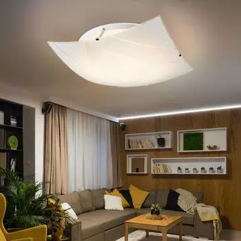 Светодиодный потолочный светильник, узор, белое стекло, квадрат, L 40 см Globo Lighting, белый