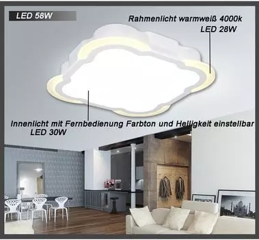Светодиодный потолочный светильник Y8133-530 (каркасный светильник теплый белый 4000К + внутреннее освещение с дистанционным управлением, регулировка цвета/яркости) Eurotondisplay