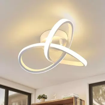 Светодиодный потолочный светильник ZMH Теплый белый потолочный светильник 25,5 см 17 Вт Современный белый геометрический дизайн Лампа для спальни Гостиная Прихожая Прихожая Кухонный коридор