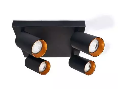 Светодиодный потолочный точечный светильник, потолочный светильник, настенный точечный светильник 4 лампы, черный для светодиодов GU10, ERIS LumenTEC