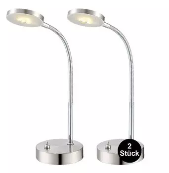 Светодиодный прикроватный светильник, комплект из 2 настольных ламп 5 Вт, настольная лампа, настольная лампа, серебро bmf-versand
