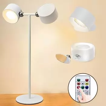Светодиодный прикроватный светильник KUGI, настольный светильник на аккумуляторе, беспроводной, 3 уровня яркости 3000K-4000K-6000K, 320LM, 3 цветовые температуры, светодиодный настенный светильник для внутреннего освещения, сенсорное управление