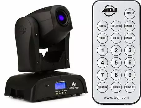 Светодиодный прожектор ADJ Pocket Pro мощностью 25 Вт с подвижной головкой и универсальным инфракрасным пультом дистанционного управления ADJ UC-IR American DJ POC723=1 UC IR=1