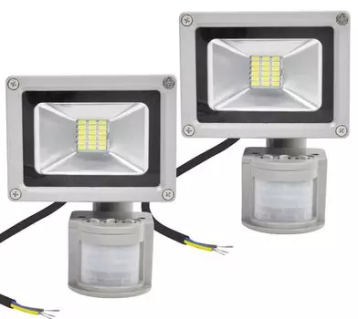 Светодиодный прожектор Greenmigo 2x20W с детектором движения, сверхяркий наружный прожектор 1800LM, водонепроницаемый наружный прожектор IP65, холодный белый дневной свет 6000K, белое наружное освещение для двора, сада, гаража, черный