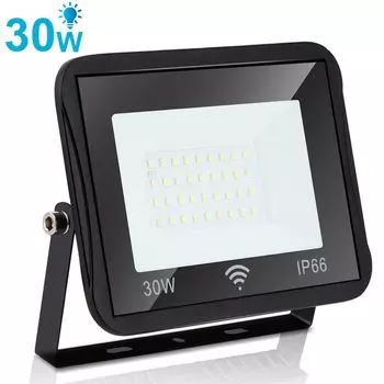 Светодиодный прожектор Jopassy 30 Вт, садовый светильник, уличный светильник, IP66, уличный прожектор, 120 °, холодный белый алюминиевый прожектор для сада, гаража, двора или гостиницы, черный