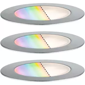 Светодиодный садовый светильник Paulmann «Уличный встраиваемый светильник Plug & Shine Floor Set RGBW IP67 ZigBee», 3 лампы, IP67, ZigBee RGBW, цвет edelstahlfarben