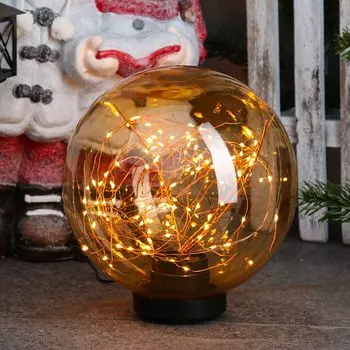 Светодиодный шар с проволочной гирляндой - стоячий - 100 янтарных светодиодов - D: 25 см - для наружного применения - янтарный MARELIDA