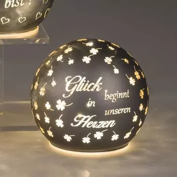 Светодиодный шаровой светильник с счастьем начинается... говоря Д. 10см серый с таймером Formano