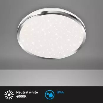 Светодиодный светильник для ванной BRILONER LEUCHTEN ACORUS, 12 Вт, 1200 лм, IP44, хром, пластик, 28 см, серебро