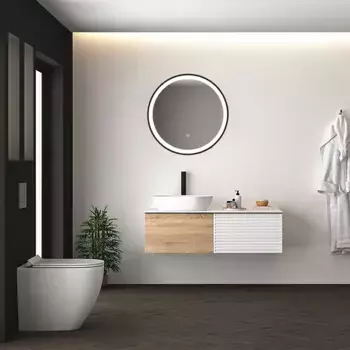 Светодиодный светильник для зеркала для ванной комнаты Paco Home "YANNI", со светодиодной лампочкой, сменный, класс защиты IP44, сенсорная функция, размер. ок. 50 см 50 см, черный