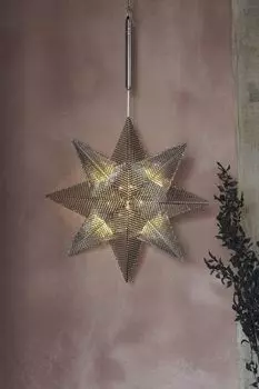 Светодиодный светильник Sirius Star Lene Metal Star, маленький, 33 см, на батарейках, серебристый, золото