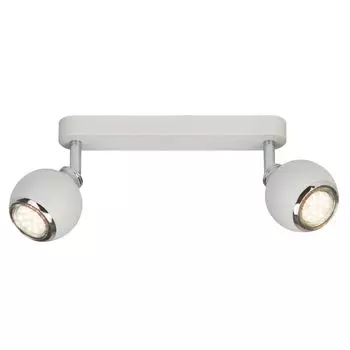 Светодиодный точечный светильник BRILLIANT Ina | простой потолочный светильник | 2 пламени | металл | белый/хром | Поворот головы | 2x GU10 макс. 20 Вт