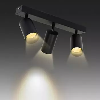 Светодиодный точечный светильник Jopassy, поворотный потолочный светильник, настенный светильник для гостиной, кухни, столовой, точечный светильник с одной головкой, 3 розетки GU10, черный