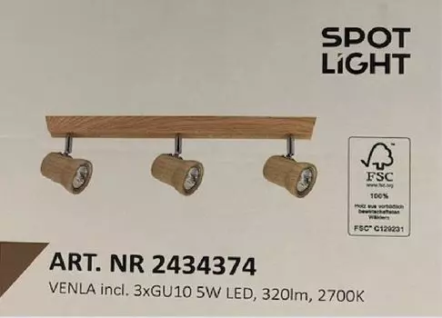 Светодиодный точечный светильник, потолочный светильник, потолочный светильник, дерево, 3 лампы 2434374 Spot Light