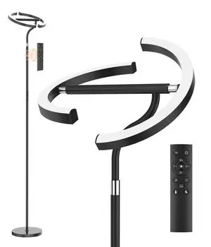 Светодиодный торшер 20 Вт, торшер, лампа для чтения с регулируемой яркостью и дистанционным управлением, сенсорный потолочный прожектор Anten, черный