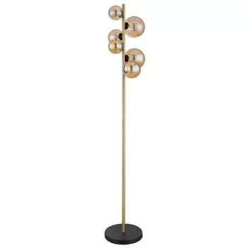 Светодиодный торшер, 6 лампочек, янтарное стекло, латунь, В 155 см Globo Lighting, желтый