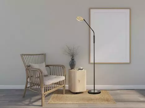 Светодиодный торшер для чтения черный/золотой с диммером и цветом света - высота 150 см Fischer & Honsel Leuchten