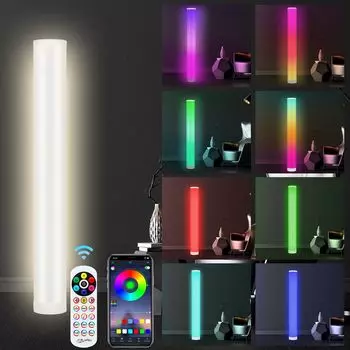 Светодиодный торшер Fiqops, торшер на световой колонне 6Вт, 104см, торшер RGB, атмосферная лампа с регулируемой яркостью, угловой торшер, пульт дистанционного управления, мультиколор