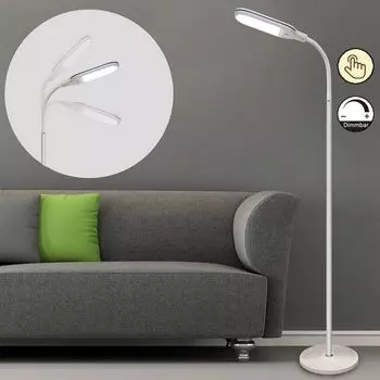 Светодиодный торшер, с регулировкой яркости, торшер, угловой светильник, 12 Вт, гибкий, гибкий, лампа для чтения холодного белого цвета для спальни, гостиной, кабинета, офиса, гостиницы, ресторана, белый Rosikey