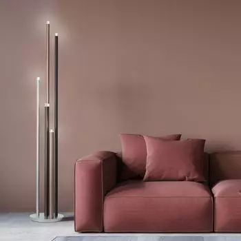 Светодиодный торшер, высота 155,3 см, 27,5 см, 2200 лм, 3000 К, ножной диммер Lightbox, серебро