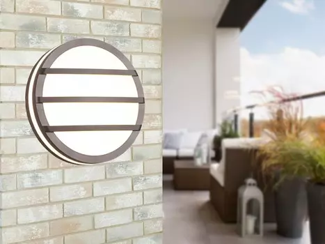 Светодиодный уличный настенный светильник антрацитовый, круглый фасадный светильник, садовое освещение с электричеством Reality Leuchten, серый