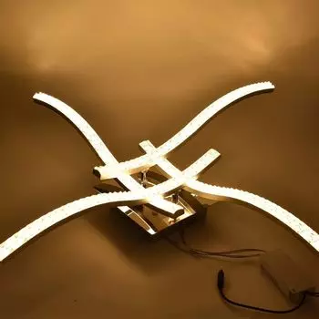 Светодиодный волнистый потолочный светильник с кристаллами мощностью 32 Вт, элегантная изогнутая декоративная лампа, подходит для спальни, гостиной, столовой (желтый) yozhiqu