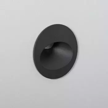 Светодиодный встраиваемый настенный светильник 3Вт снаружи круглый серый Coney 2700K теплый белый LEDKIA, черный