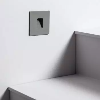 Светодиодный встраиваемый настенный светильник для наружного применения 2Вт квадратный серый Grasset 2700K теплый белый LEDKIA