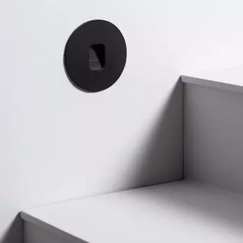 Светодиодный встраиваемый настенный светильник для наружного применения 2Вт круглый черный Grasset 2700K теплый белый LEDKIA