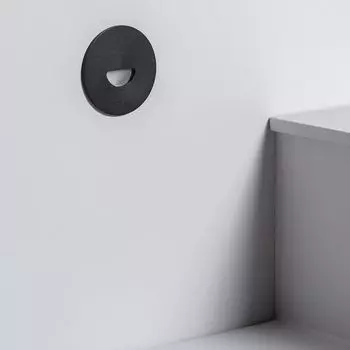 Светодиодный встраиваемый настенный светильник для наружного освещения 2Вт круглый черный Guell 2700K теплый белый LEDKIA