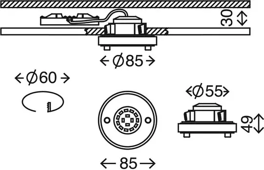 Светодиодный встраиваемый светильник, 8,5 см, 5 Вт, матовый никель, Briloner Leuchten