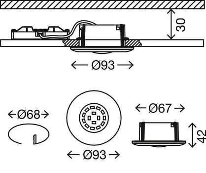 Светодиодный встраиваемый светильник BRILONER LEUCHTEN ATTACH ONE, 5 Вт, 400 лм, IP65, хром, пластик, 9,3 см