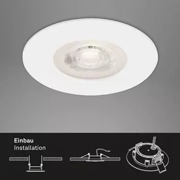 Светодиодный встраиваемый светильник BRILONER LEUCHTEN KULANA, 5 Вт, 460 лм, IP44, белый, пластик, набор из 3 шт., 9 см