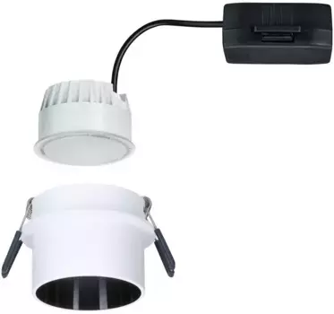 Светодиодный встраиваемый светильник для ванной комнаты Paulmann "Gil", класс защиты IP44, 3-ступенчатая регулировка яркости, 6,8 см, вкл, белый/черный